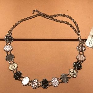 Chico's Multi-Pattern Black and Cream Statement Necklace